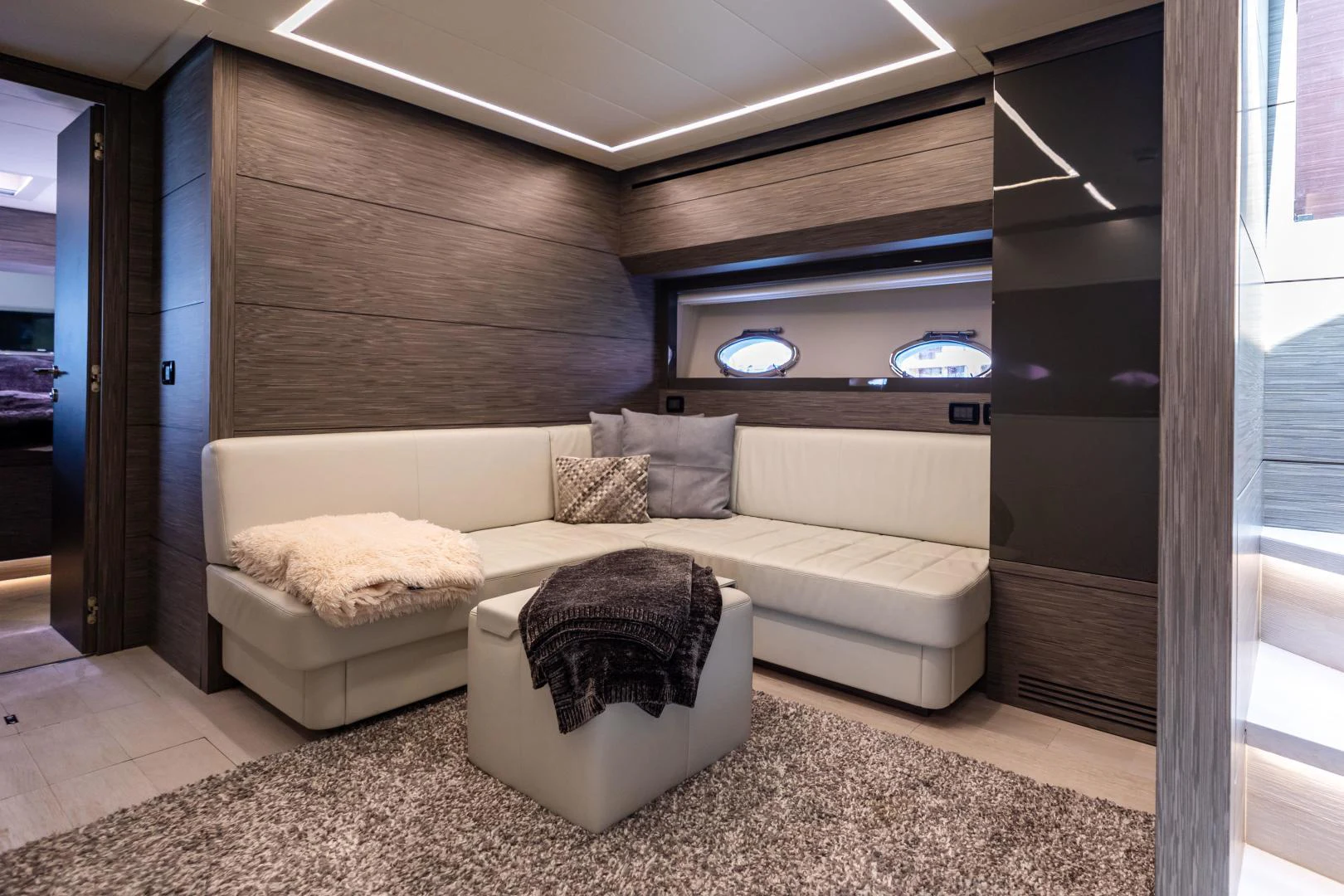 a couch in a room aboard DOUBLE OR NOTHING Yacht for Sale