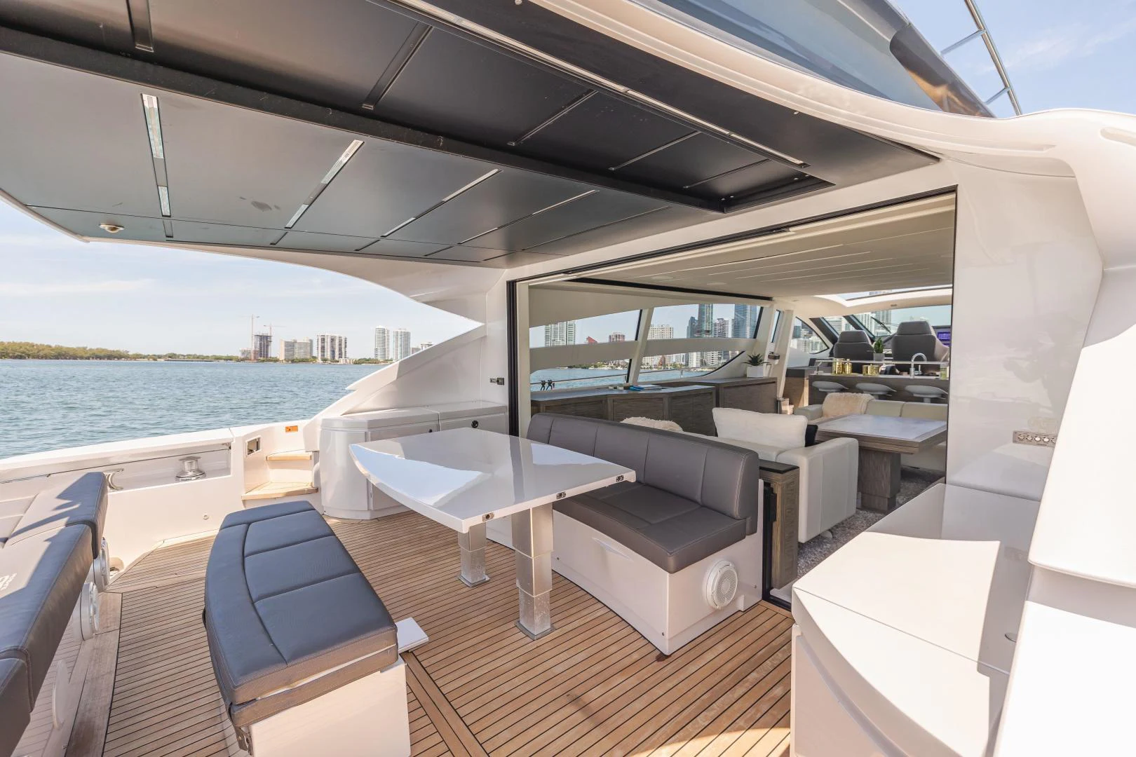 a boat with a table and chairs aboard DOUBLE OR NOTHING Yacht for Sale