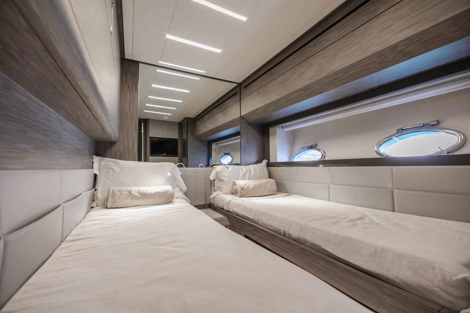 a room with two beds aboard DOUBLE OR NOTHING Yacht for Sale