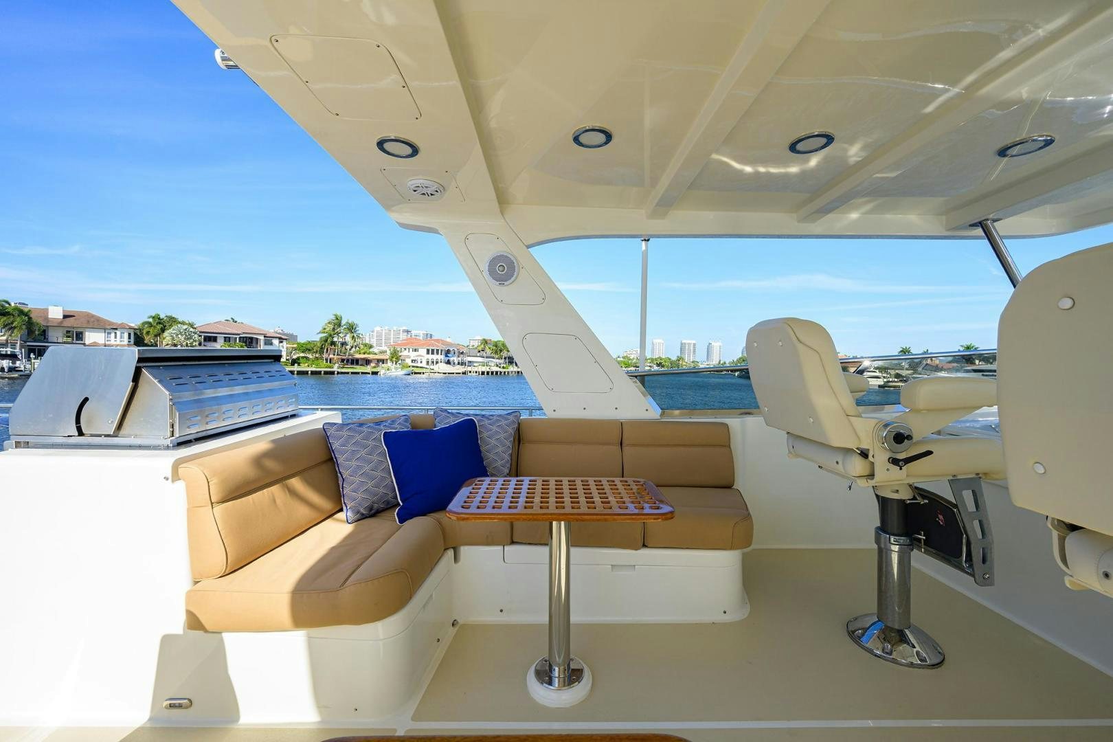 a table on a plane aboard HARD TIMES NAME RESERVED Yacht for Sale