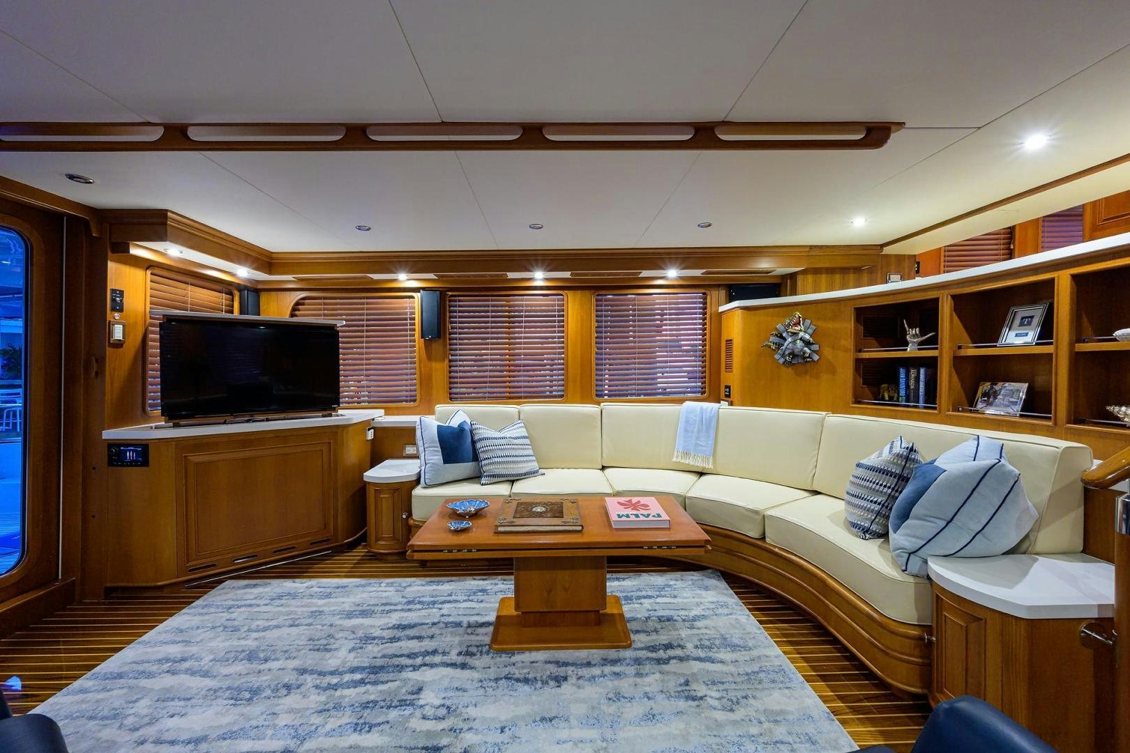 a living room with a large bed aboard HARD TIMES NAME RESERVED Yacht for Sale