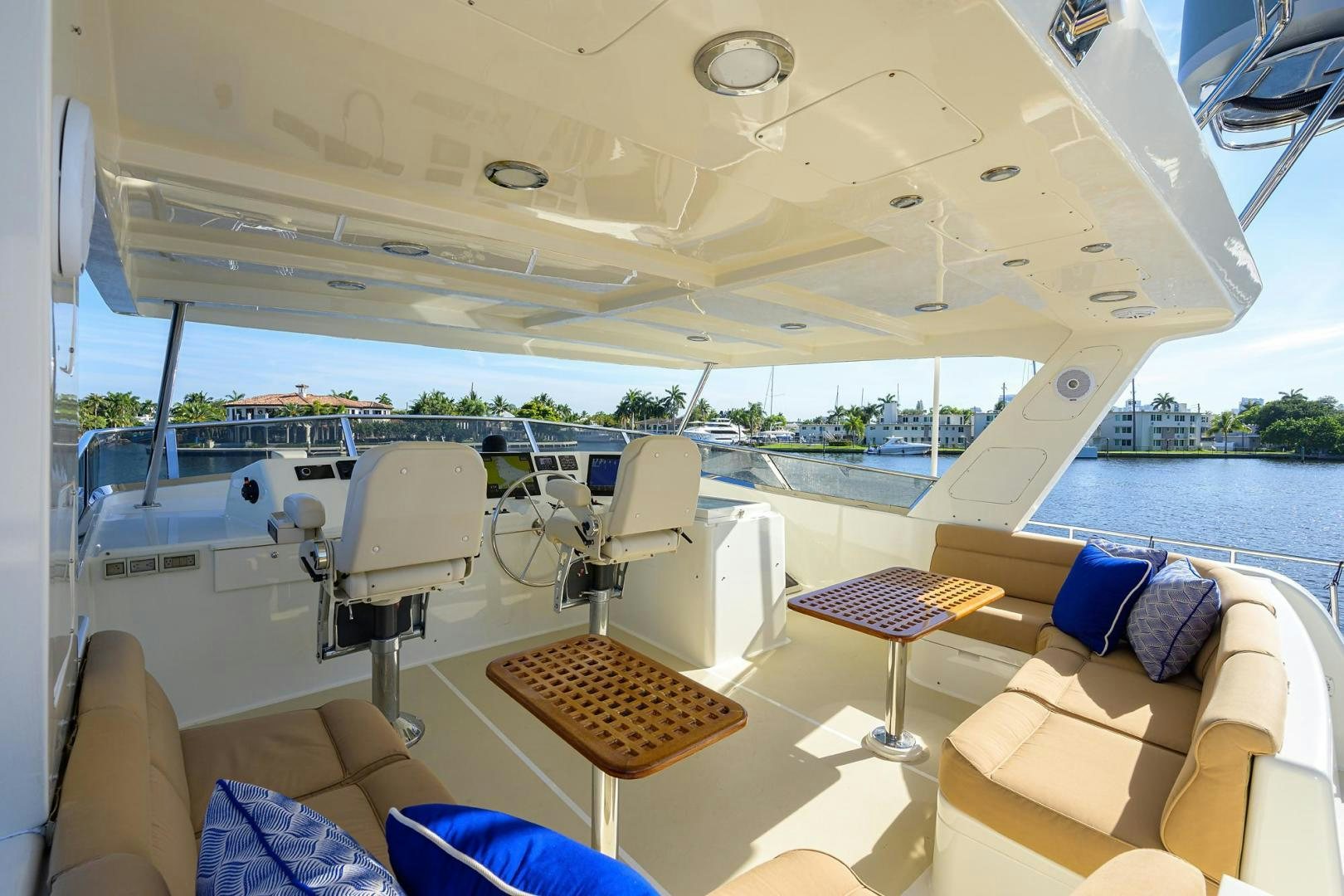 a boat with a table and chairs aboard HARD TIMES NAME RESERVED Yacht for Sale