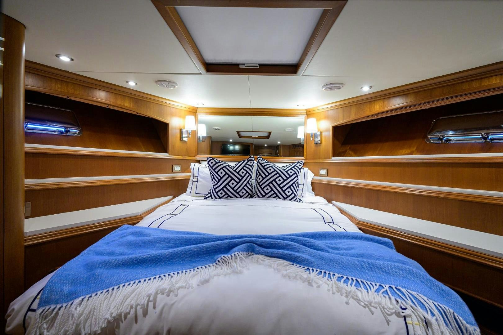 a room with bunk beds aboard HARD TIMES NAME RESERVED Yacht for Sale