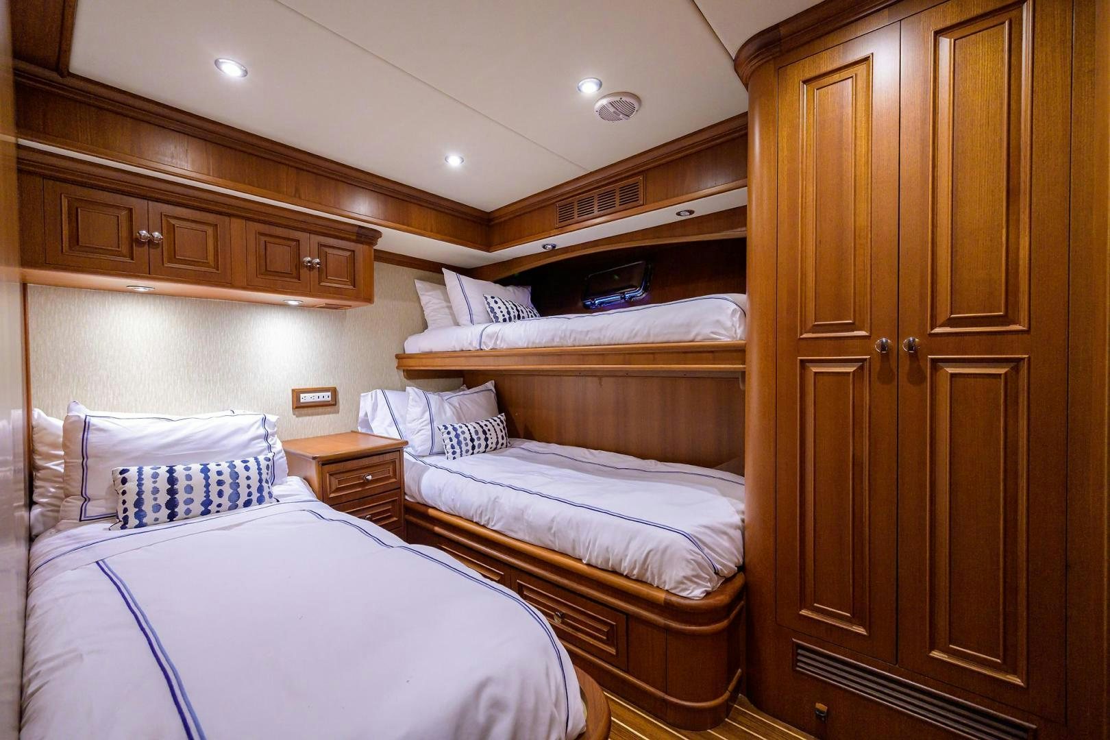 a couple of beds in a room aboard HARD TIMES NAME RESERVED Yacht for Sale