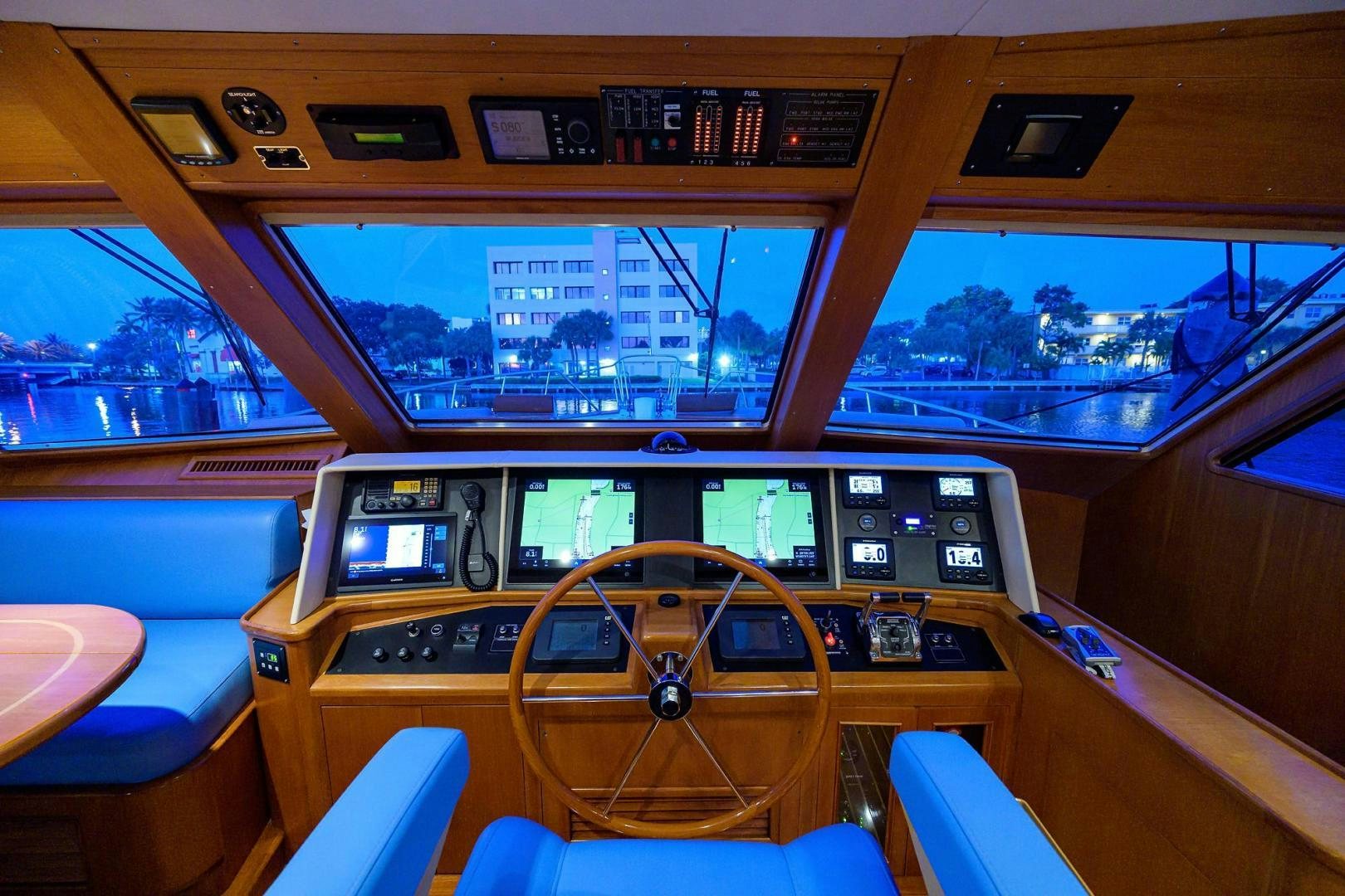 inside of a vehicle with a view of the city aboard HARD TIMES NAME RESERVED Yacht for Sale