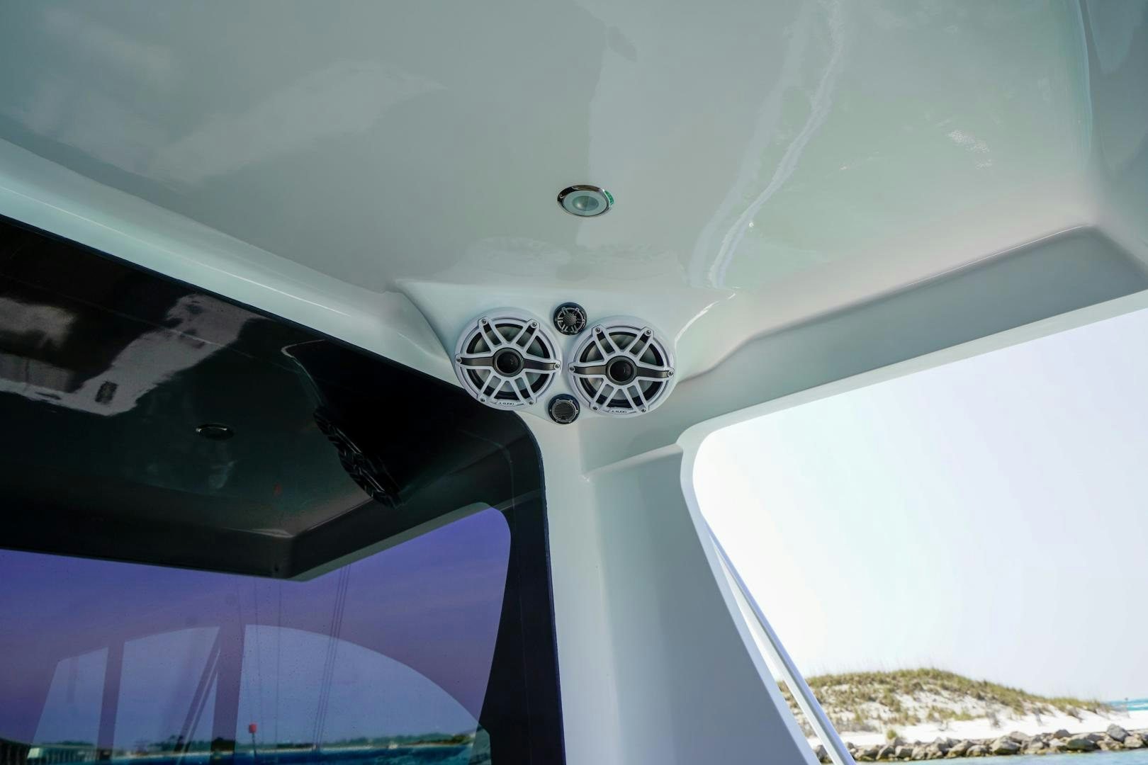 the inside of a car aboard BIG ENOS Yacht for Sale