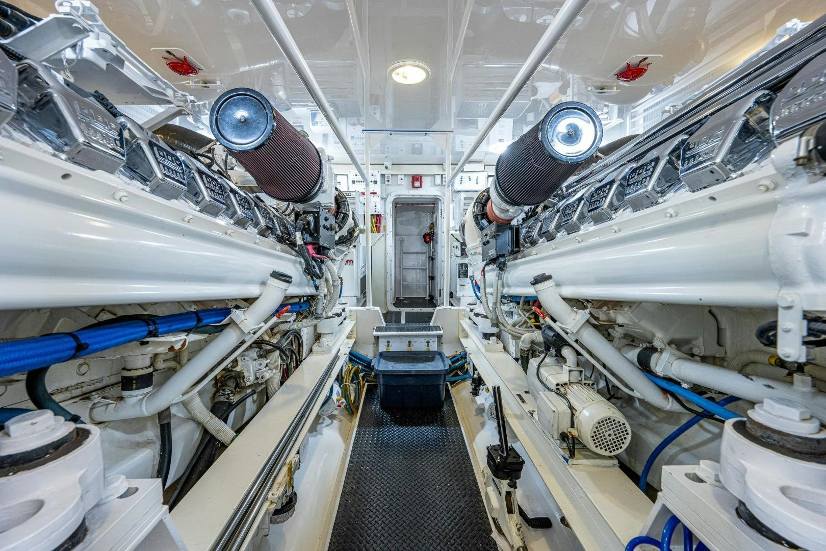 a room with several white pipes aboard REEL ESTATE Yacht for Sale