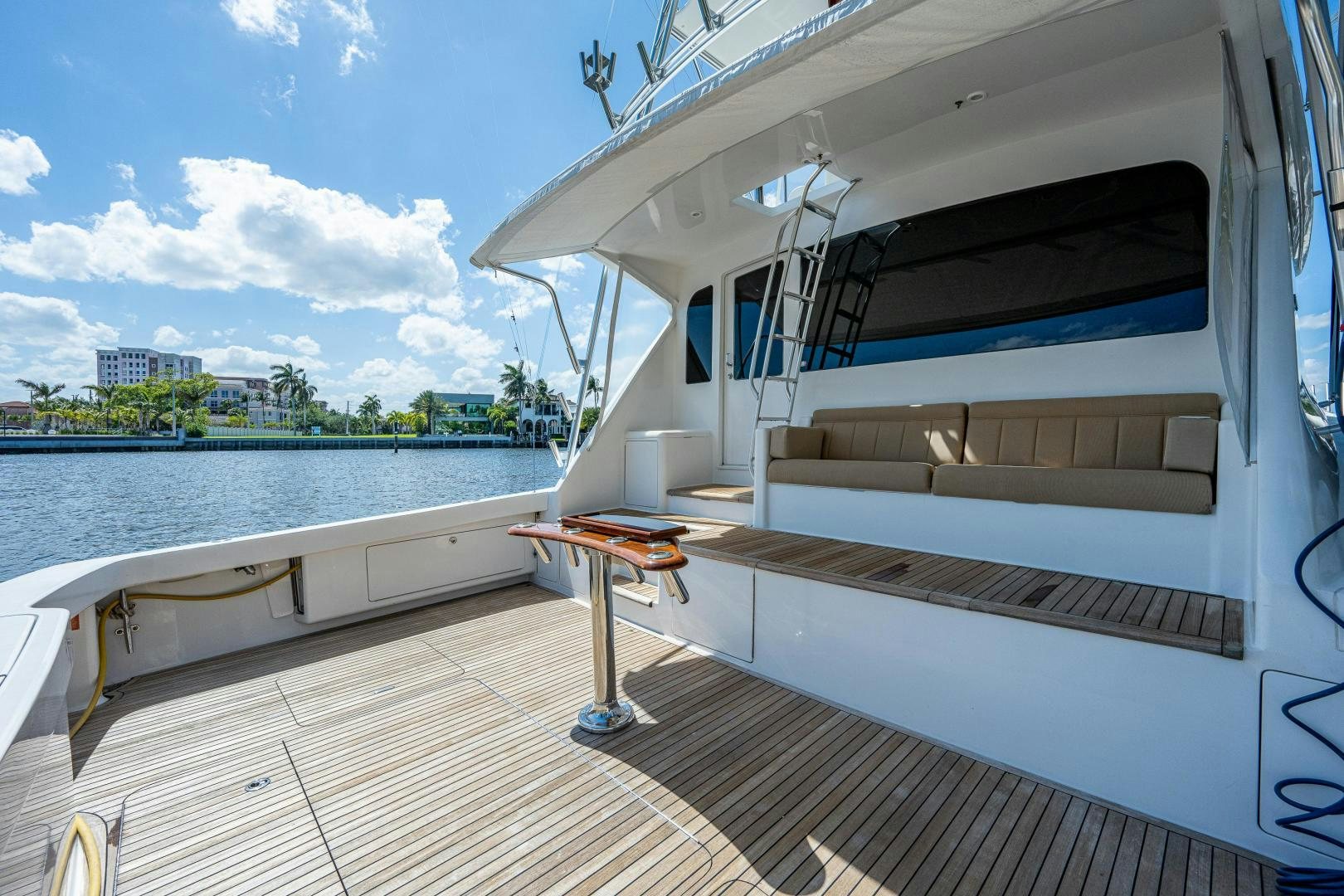 a boat on a deck aboard REEL ESTATE Yacht for Sale