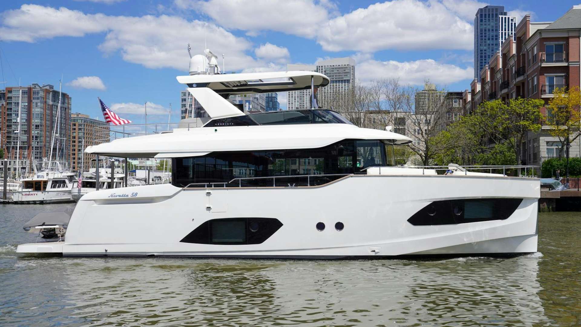a boat on the water aboard SATIN DOLL Yacht for Sale