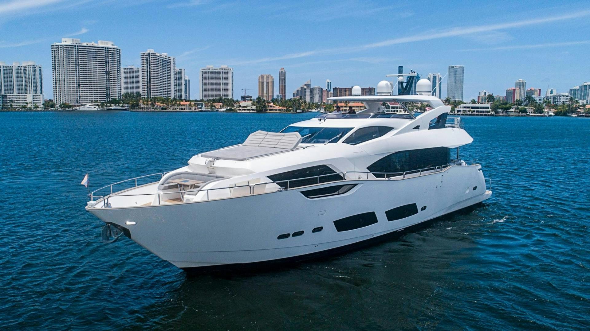 a white yacht in the water aboard QUANTUM Yacht for Sale