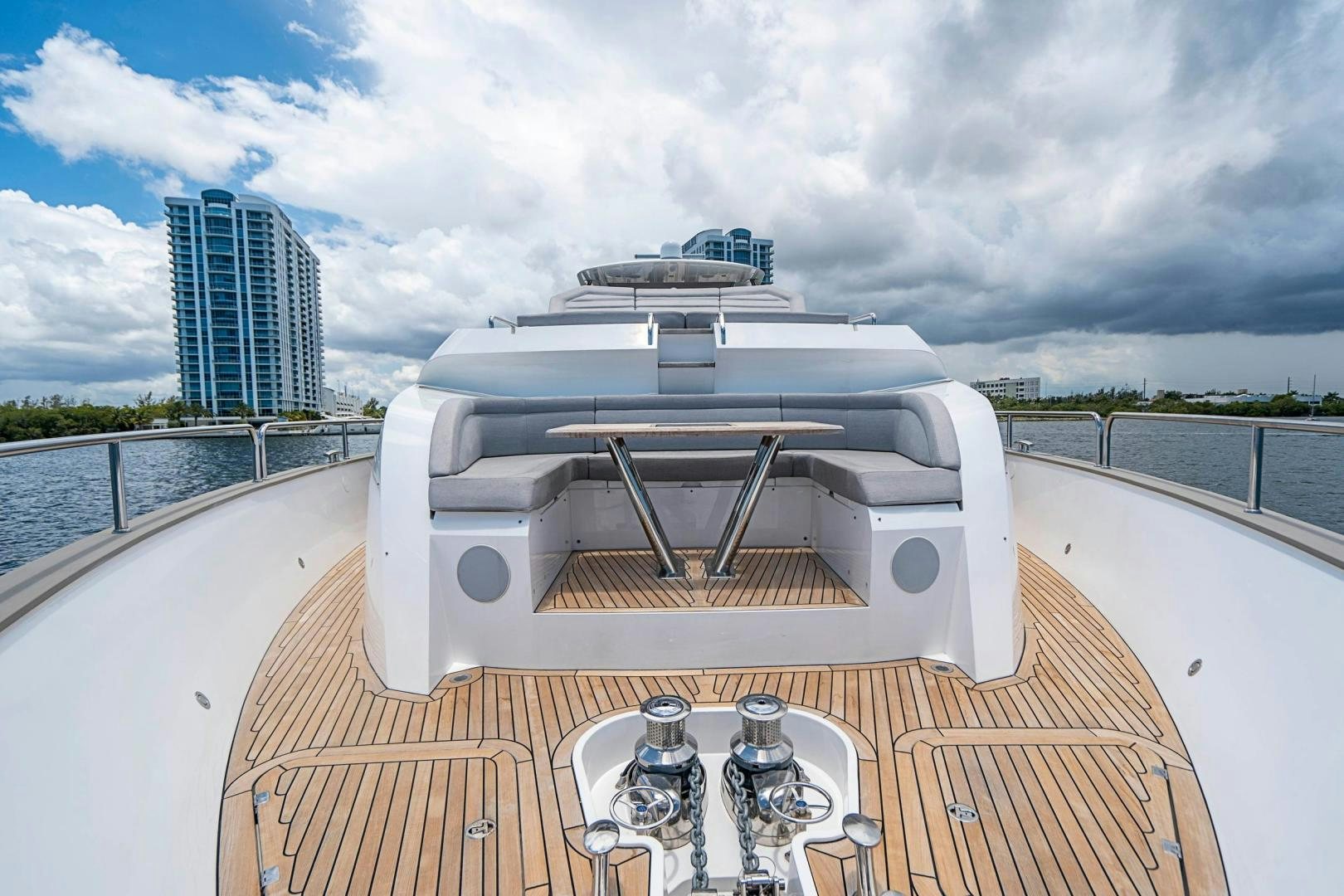 a boat on a deck aboard QUANTUM Yacht for Sale