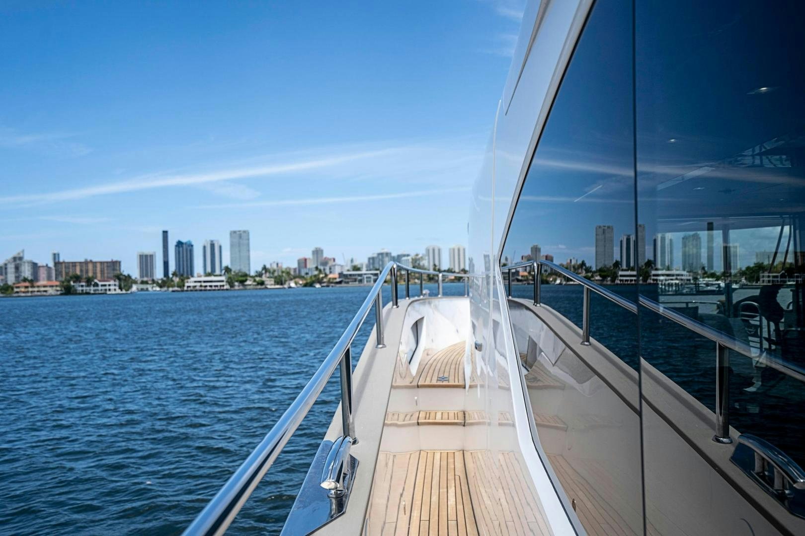 a large boat on the water aboard QUANTUM Yacht for Sale