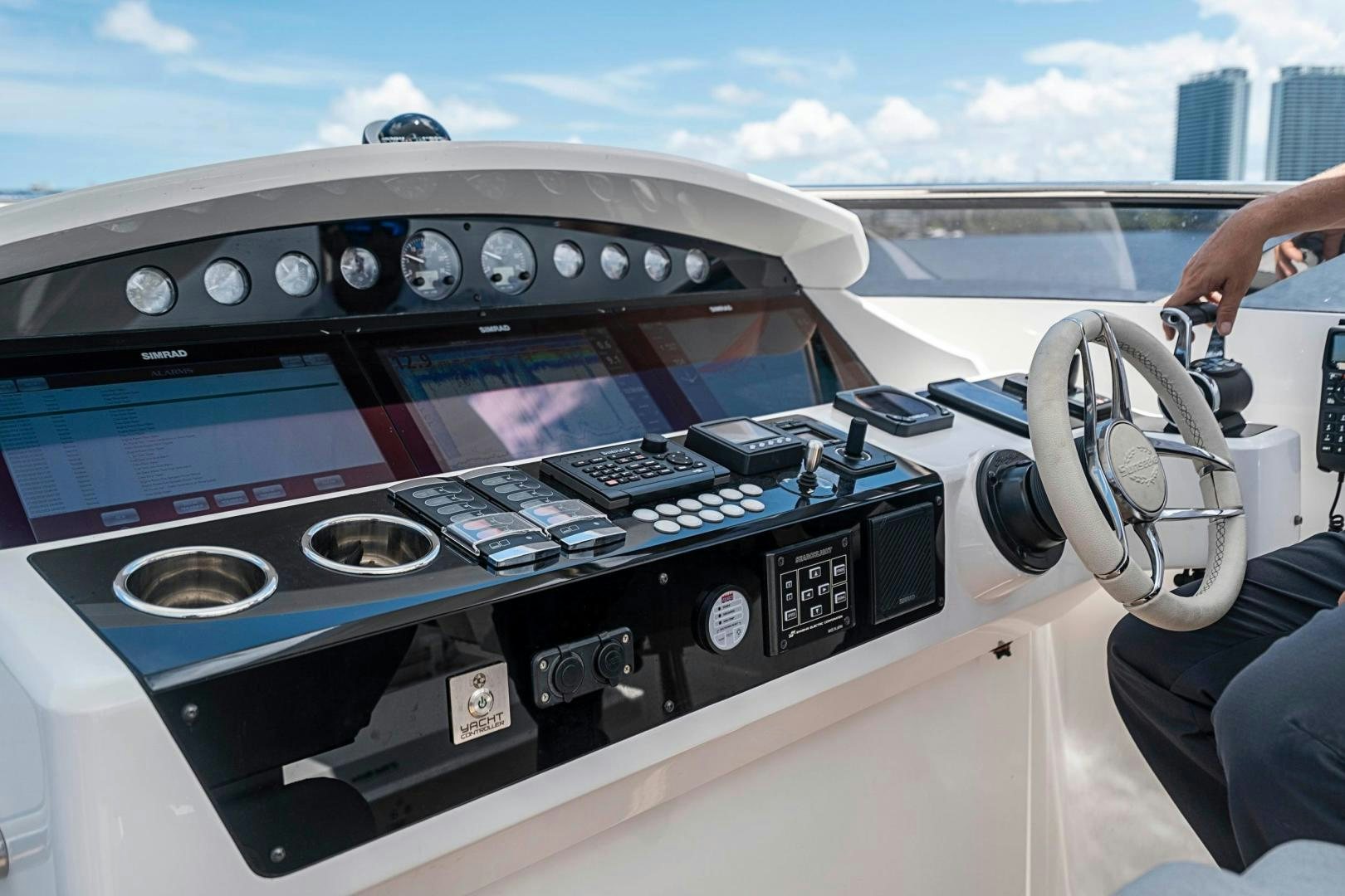 a pilot in a cockpit aboard QUANTUM Yacht for Sale