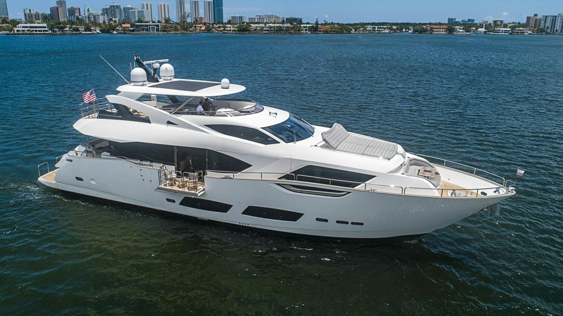 a white yacht on the water aboard QUANTUM Yacht for Sale