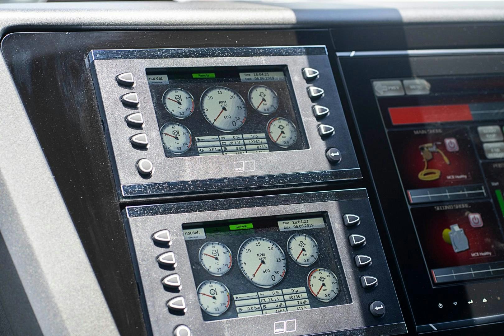 a close-up of a radio aboard QUANTUM Yacht for Sale