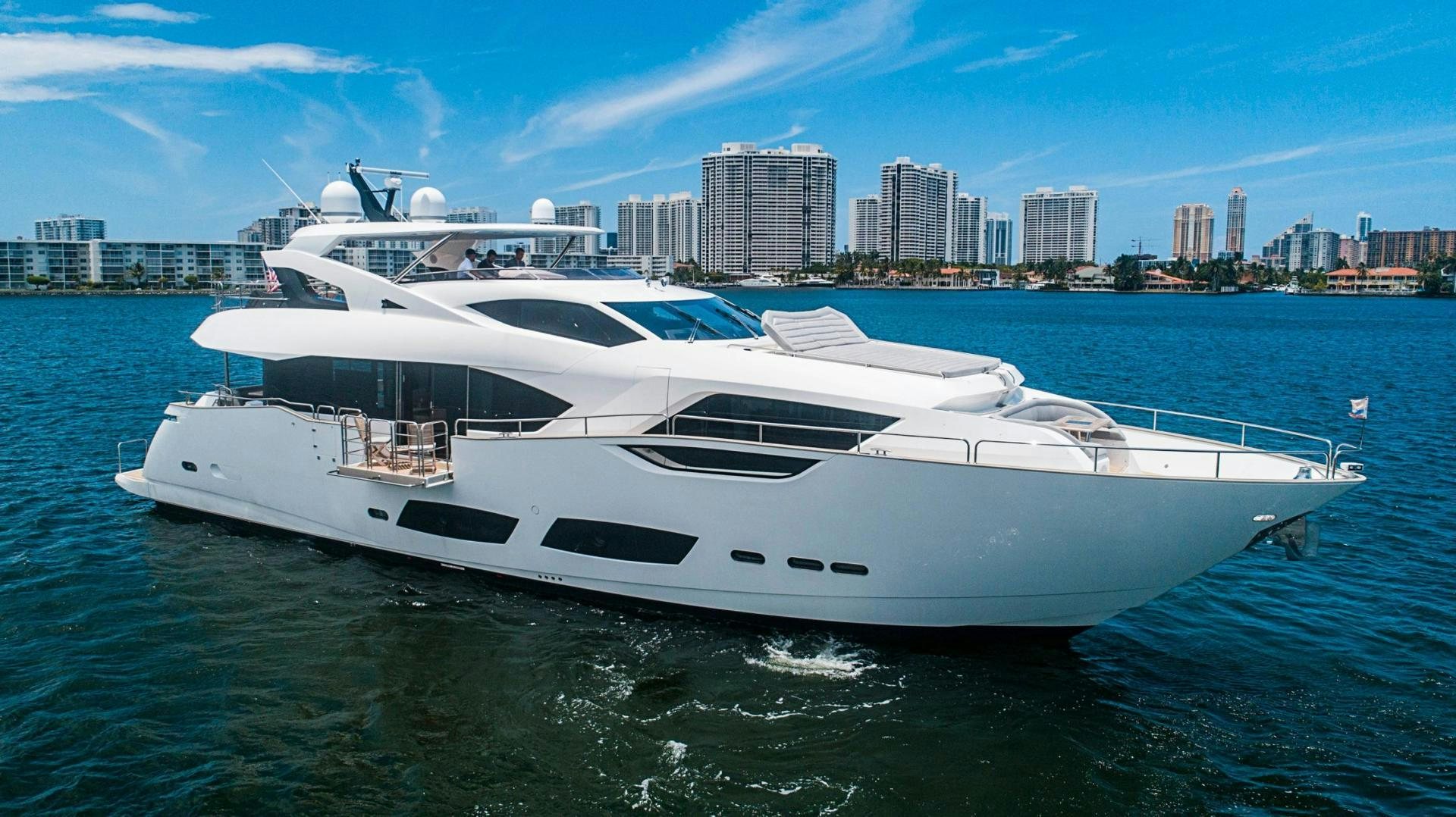 a white yacht in the water aboard QUANTUM Yacht for Sale