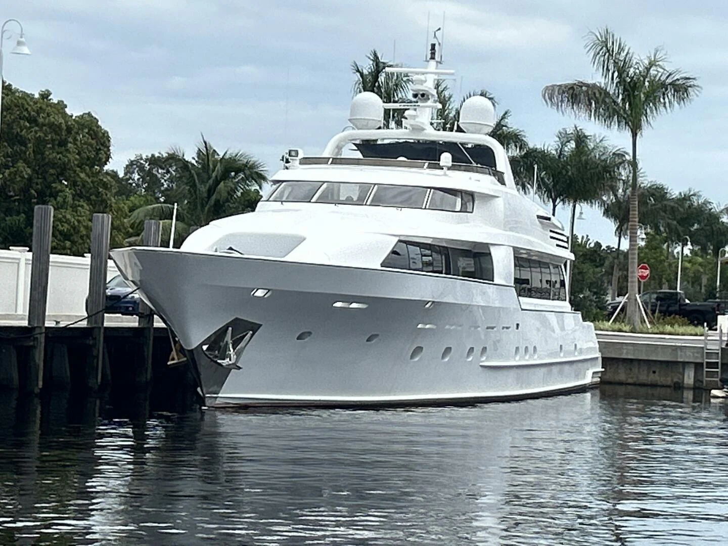 a white yacht docked aboard MARGAUX Yacht for Sale