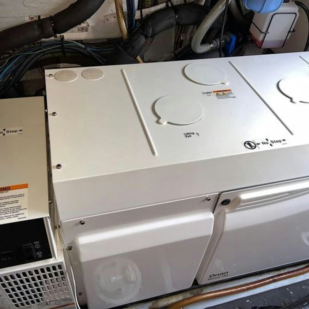 a white rectangular object with a black object on it aboard MATAU Yacht for Sale