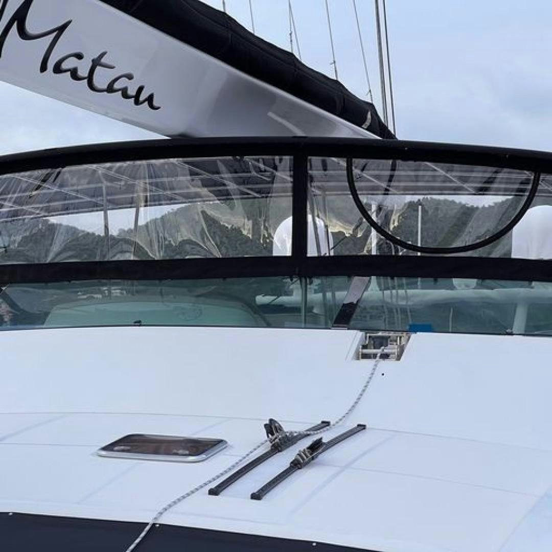 a close-up of a car's windshield aboard MATAU Yacht for Sale