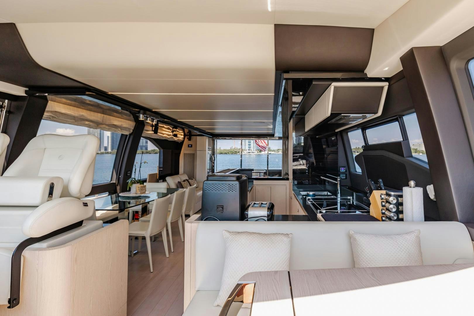 inside of a car aboard MIREYA Yacht for Sale