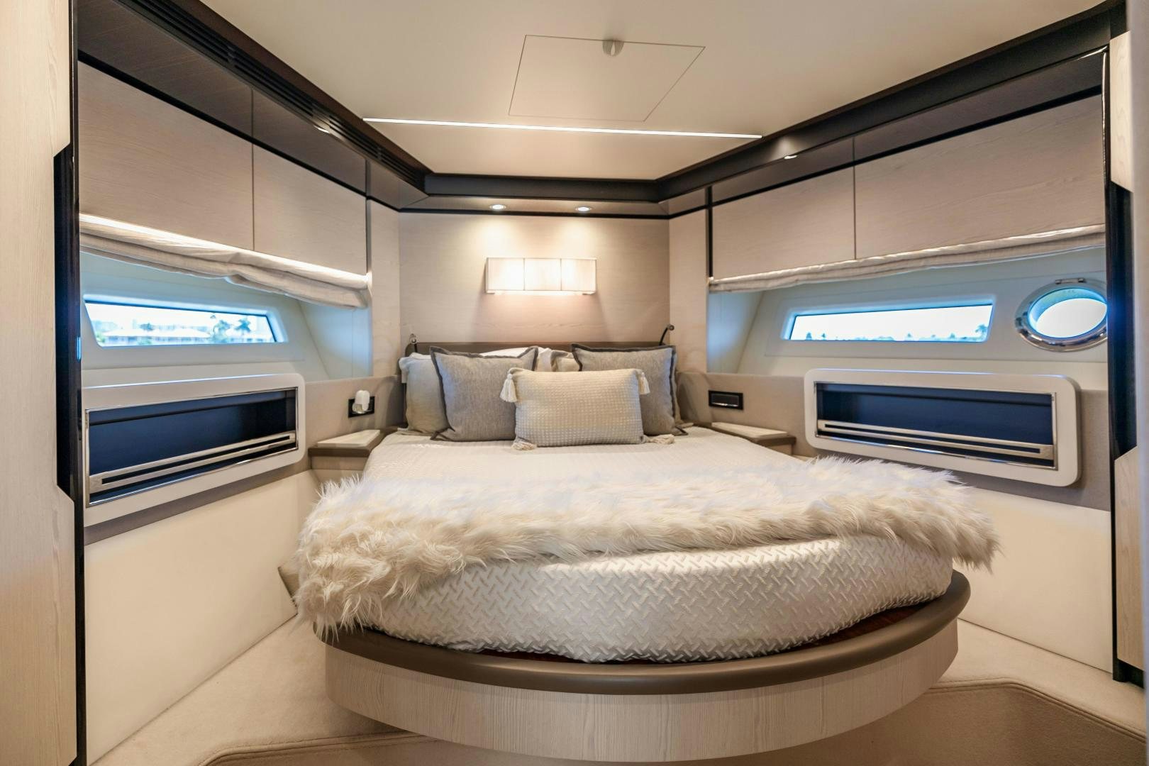 a bed in a room aboard MIREYA Yacht for Sale