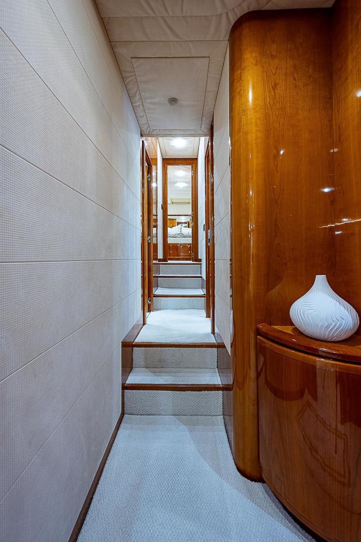 a hallway with a vase on the counter aboard LA BELLA VITA Yacht for Sale