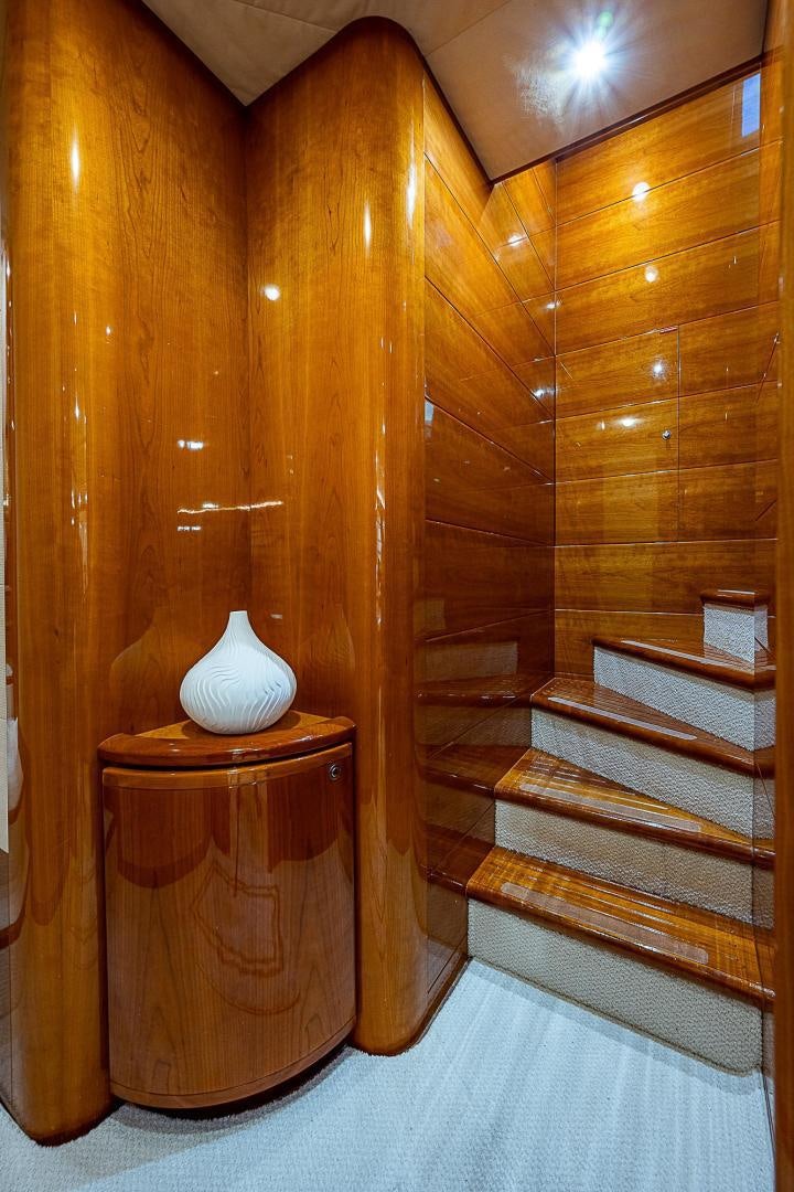 a vase sits on a stand aboard LA BELLA VITA Yacht for Sale