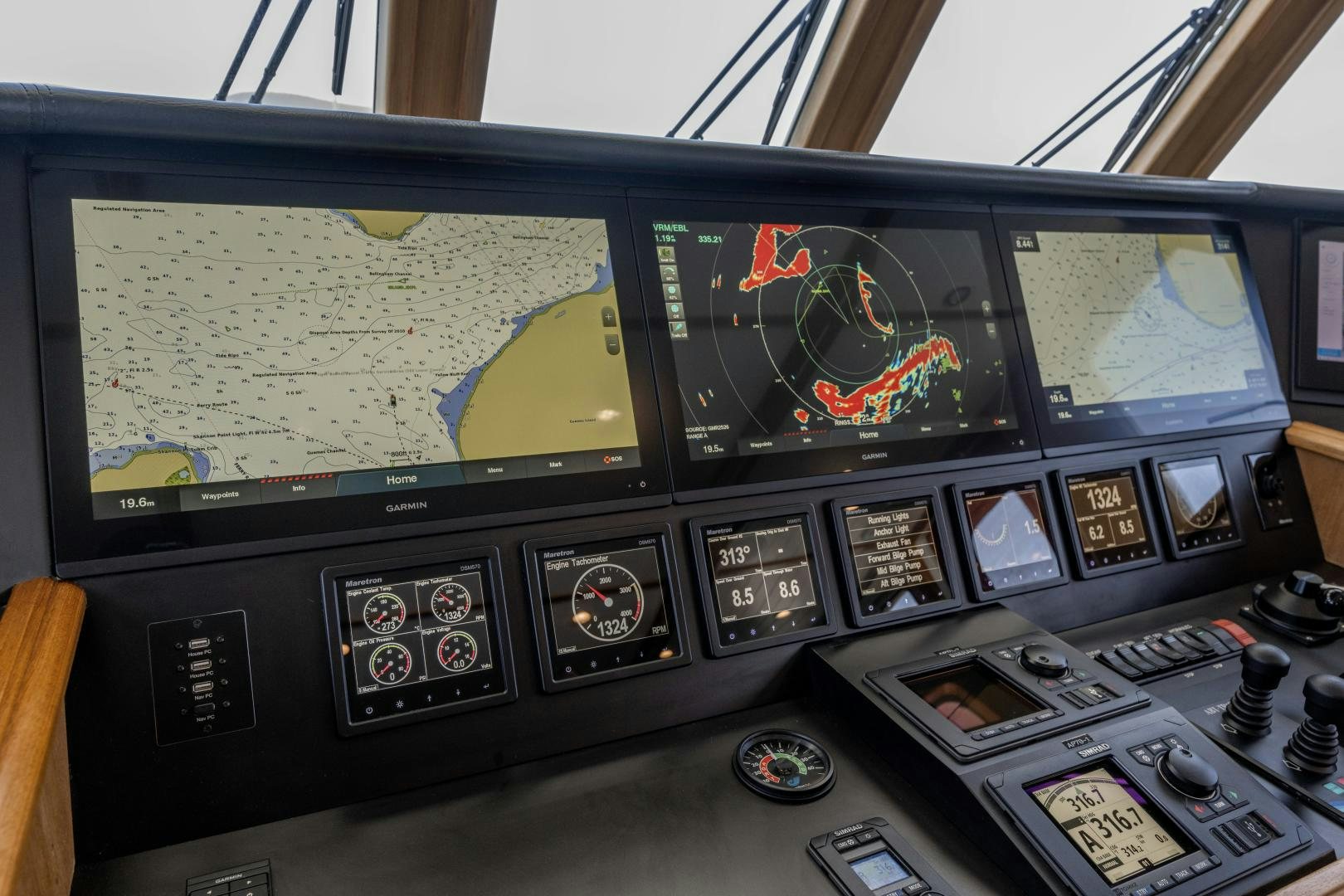 inside of a control panel aboard CHEEMAUN Yacht for Sale