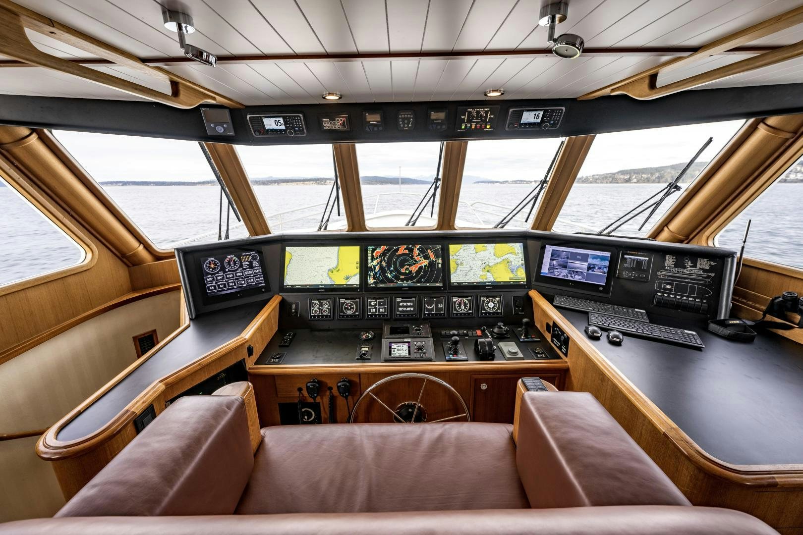 a boat with many screens aboard CHEEMAUN Yacht for Sale