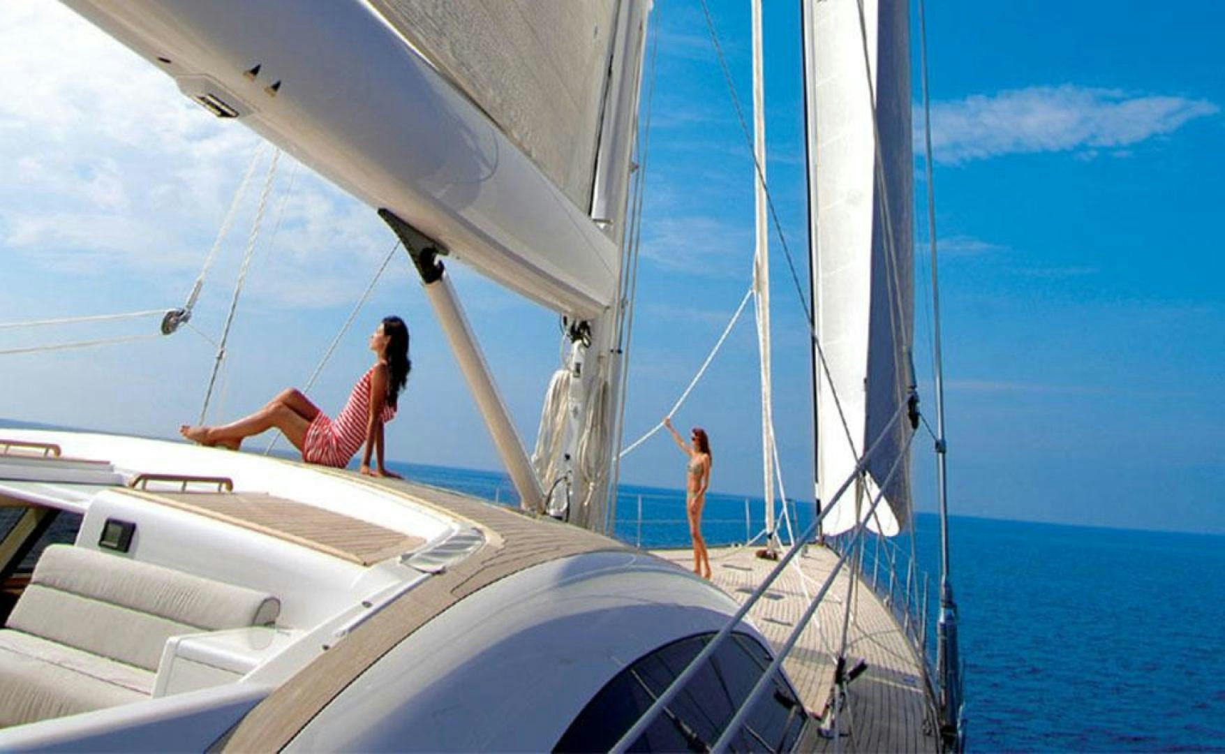 two people sitting on a boat aboard ARISTARCHOS Yacht for Charter
