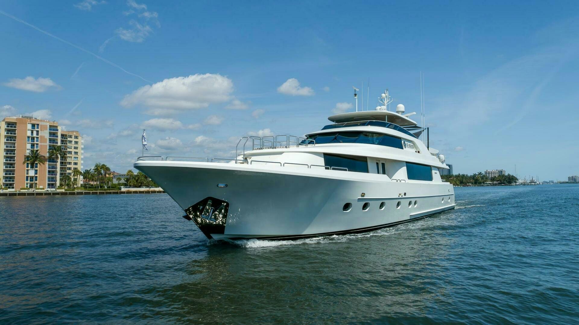 a white yacht in the water aboard SEAHAWK Yacht for Sale