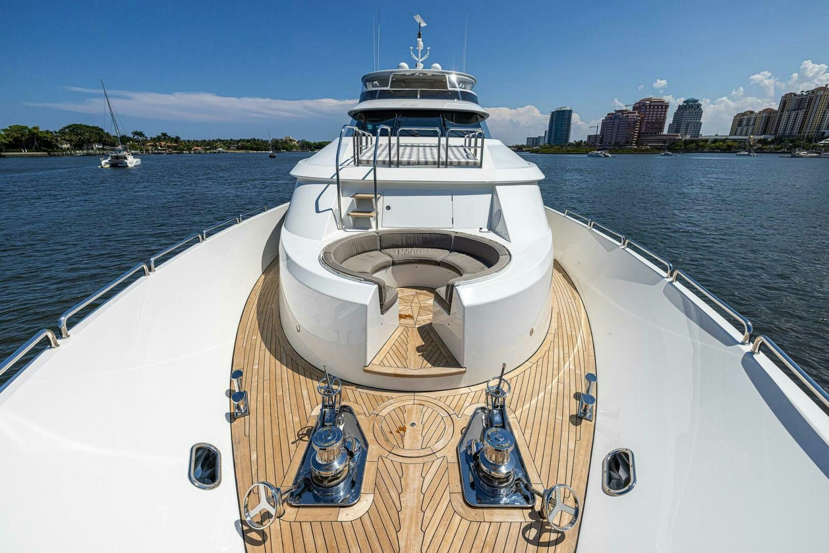a large ship on the water aboard SEAHAWK Yacht for Sale