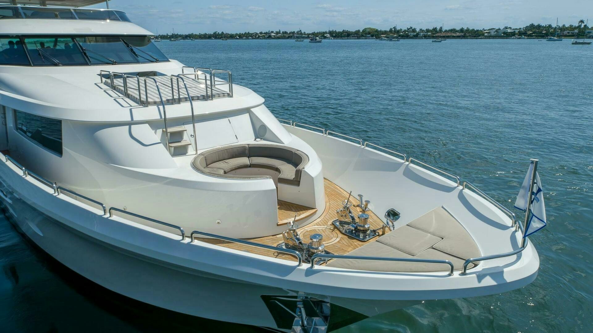 a white boat on the water aboard SEAHAWK Yacht for Sale