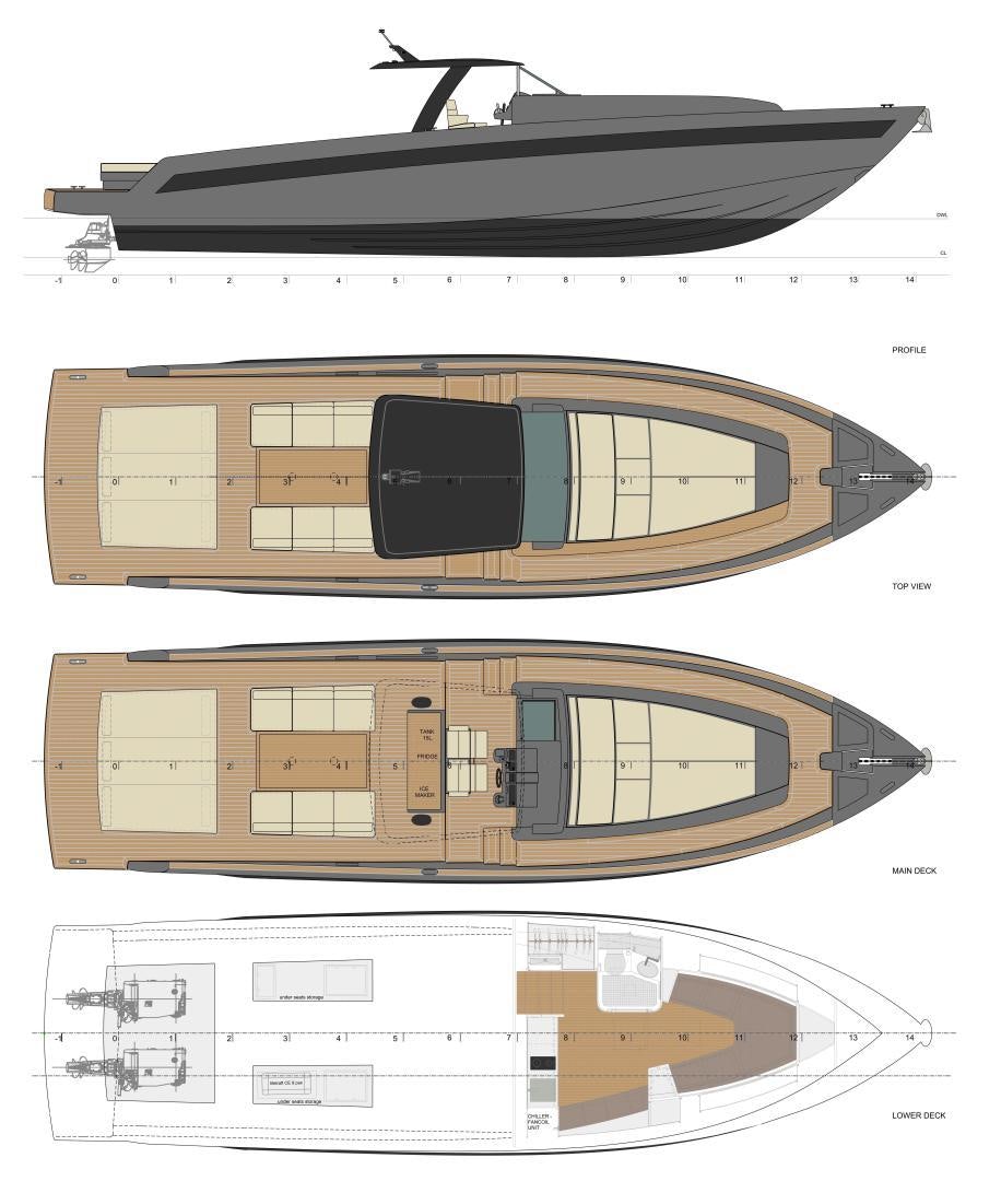 diagram aboard CANTIERI DI PISA TENDER 50 Yacht for Sale
