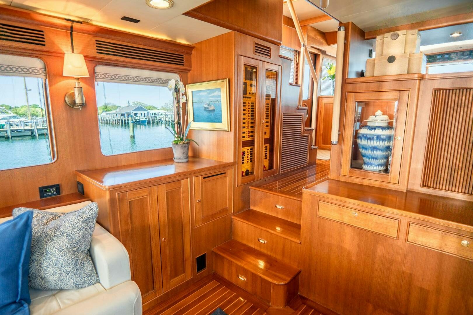 a cabin with a large mirror aboard QUARRY Yacht for Sale