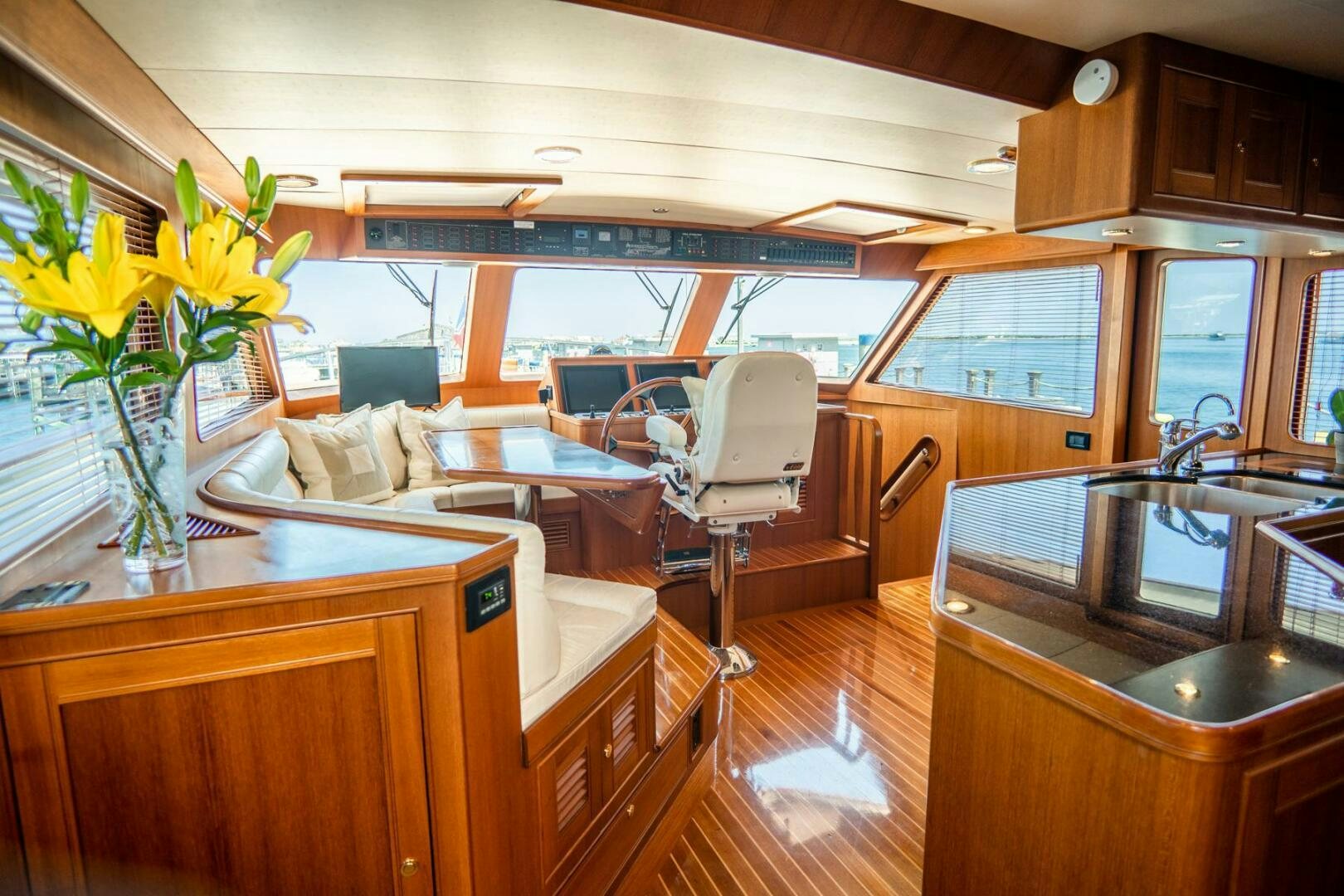 a kitchen and living room aboard QUARRY Yacht for Sale