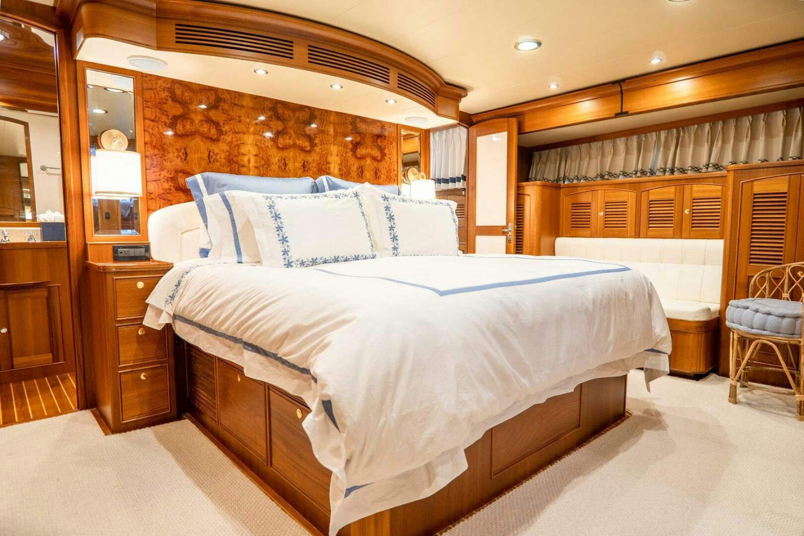 a bed in a room aboard QUARRY Yacht for Sale