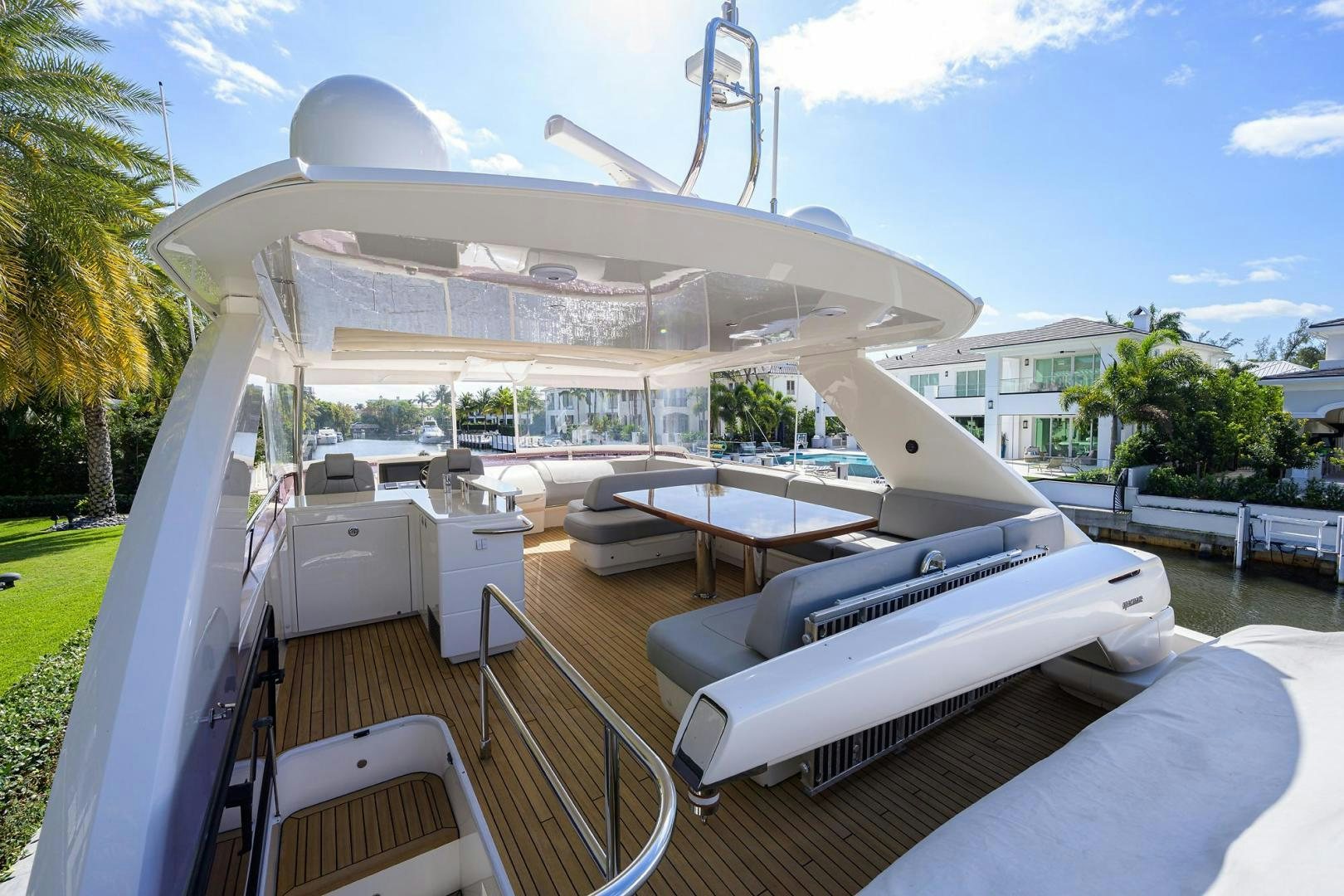 a boat on a deck aboard KHATCH YOU LATER Yacht for Sale