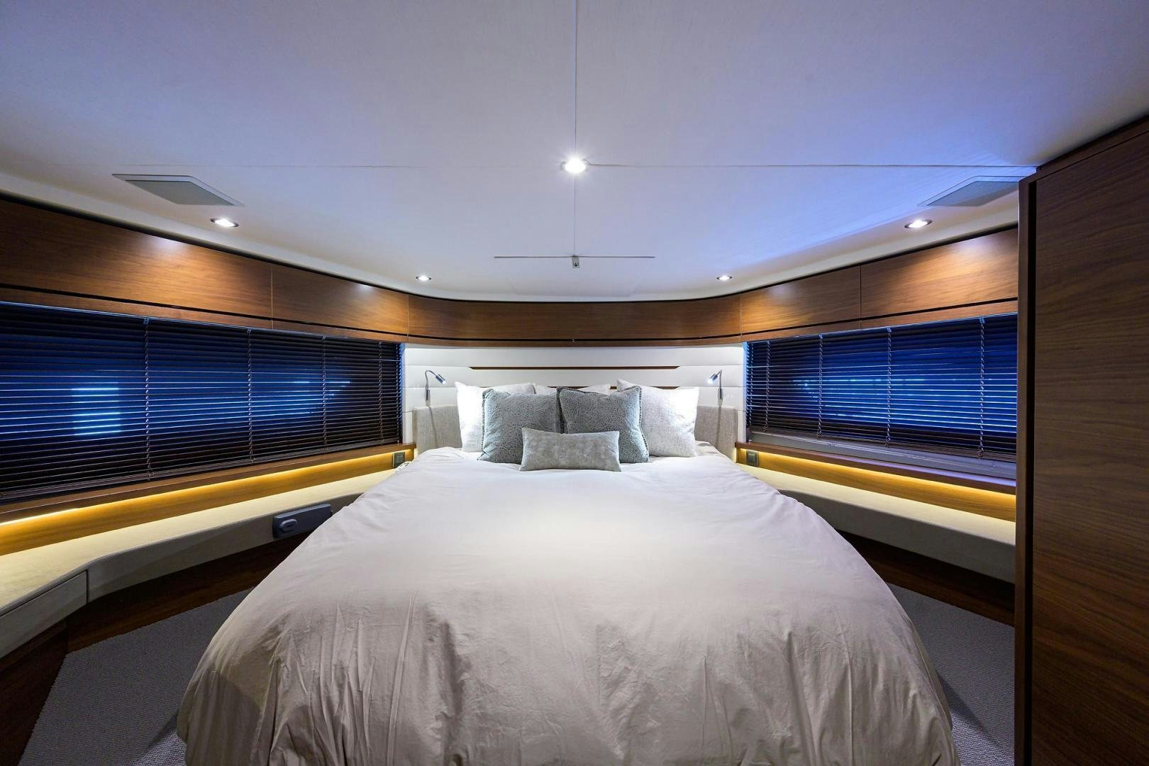 a bed in a room aboard KHATCH YOU LATER Yacht for Sale