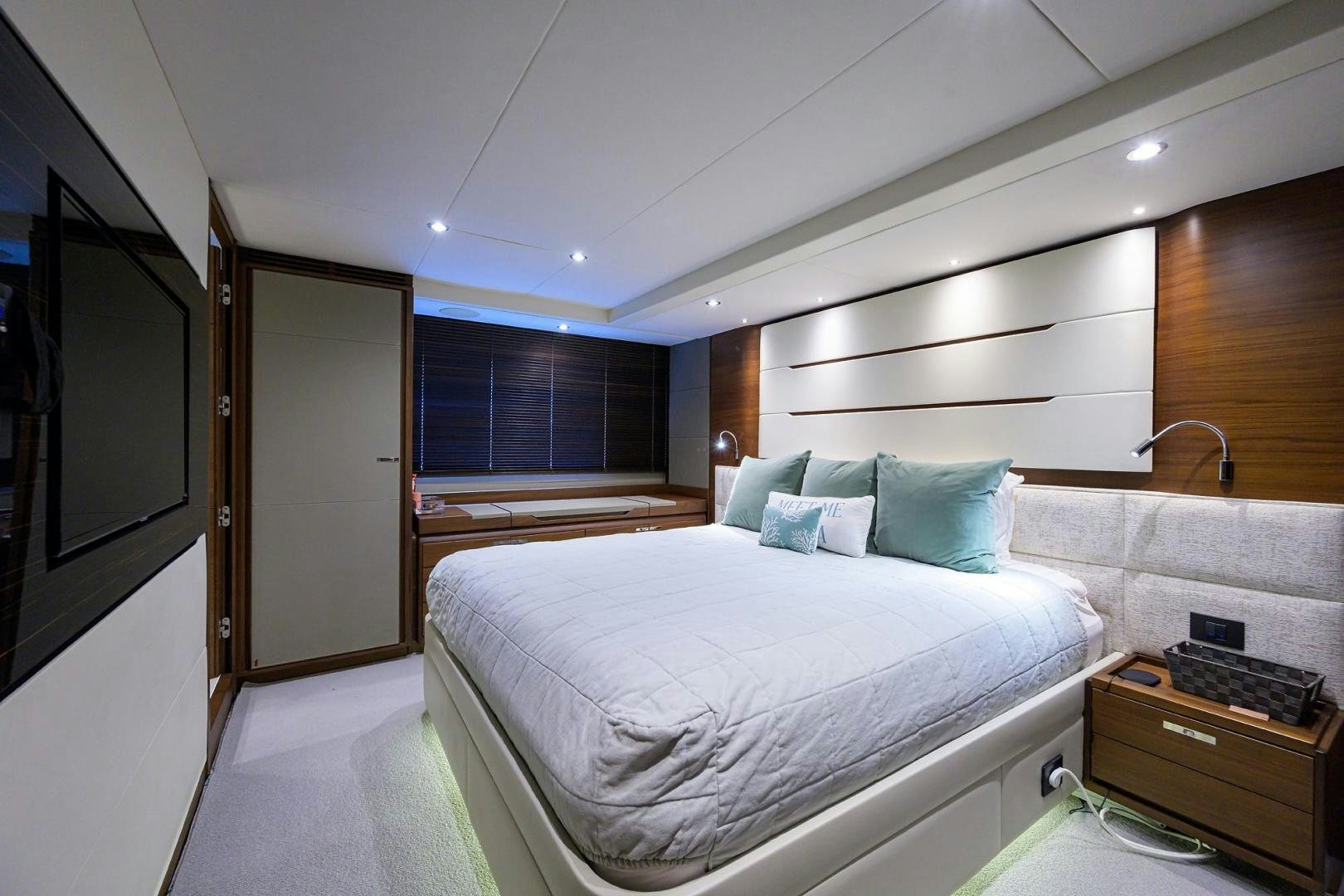 a bed in a room aboard KHATCH YOU LATER Yacht for Sale