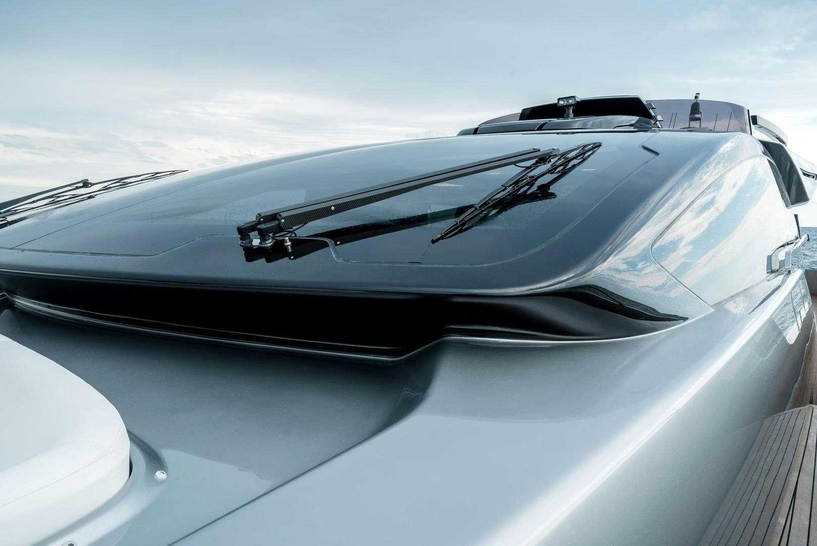 the front of a white car aboard BEL SOGNO Yacht for Sale