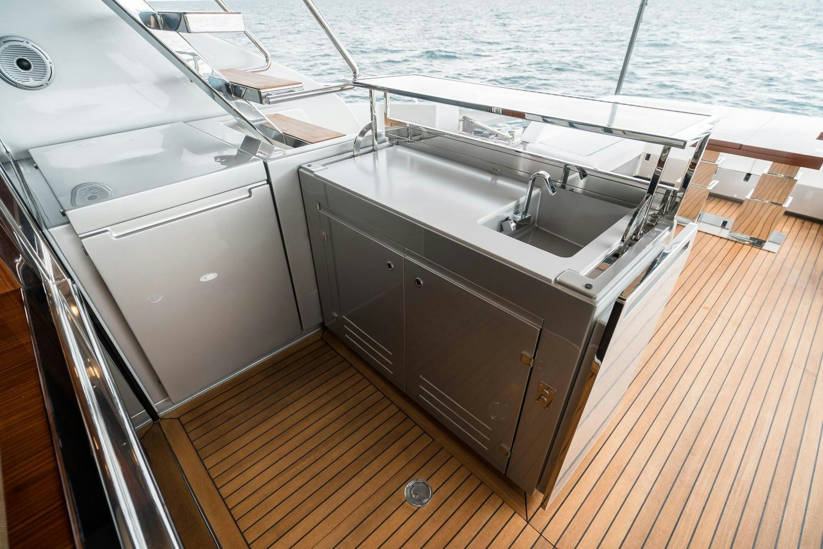 a kitchen with a large sink aboard BEL SOGNO Yacht for Sale