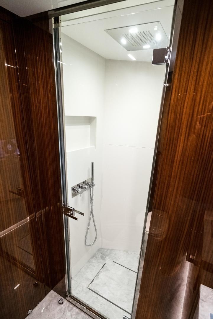 a shower unit in a bathroom aboard BEL SOGNO Yacht for Sale
