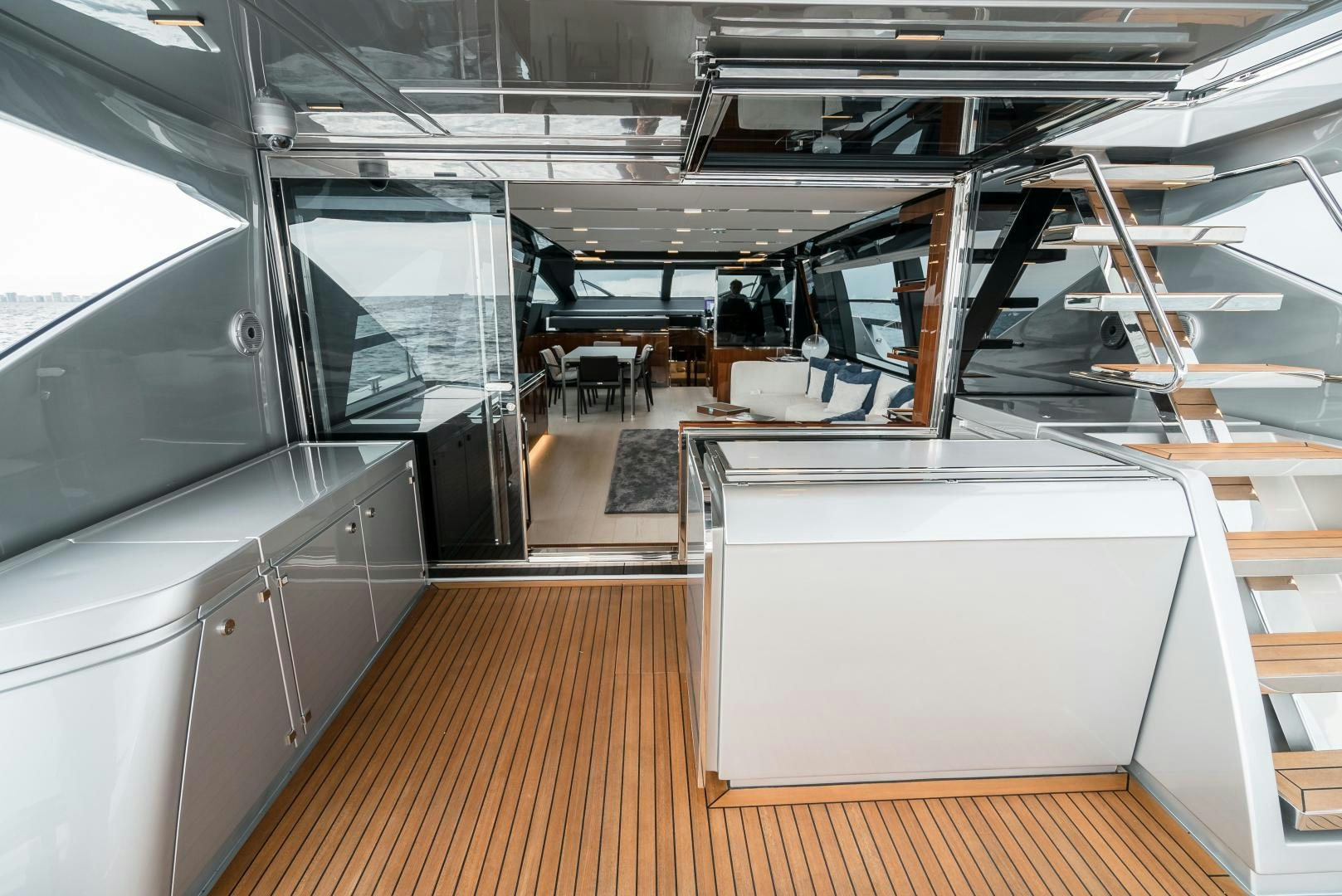 a room with a large white counter aboard BEL SOGNO Yacht for Sale