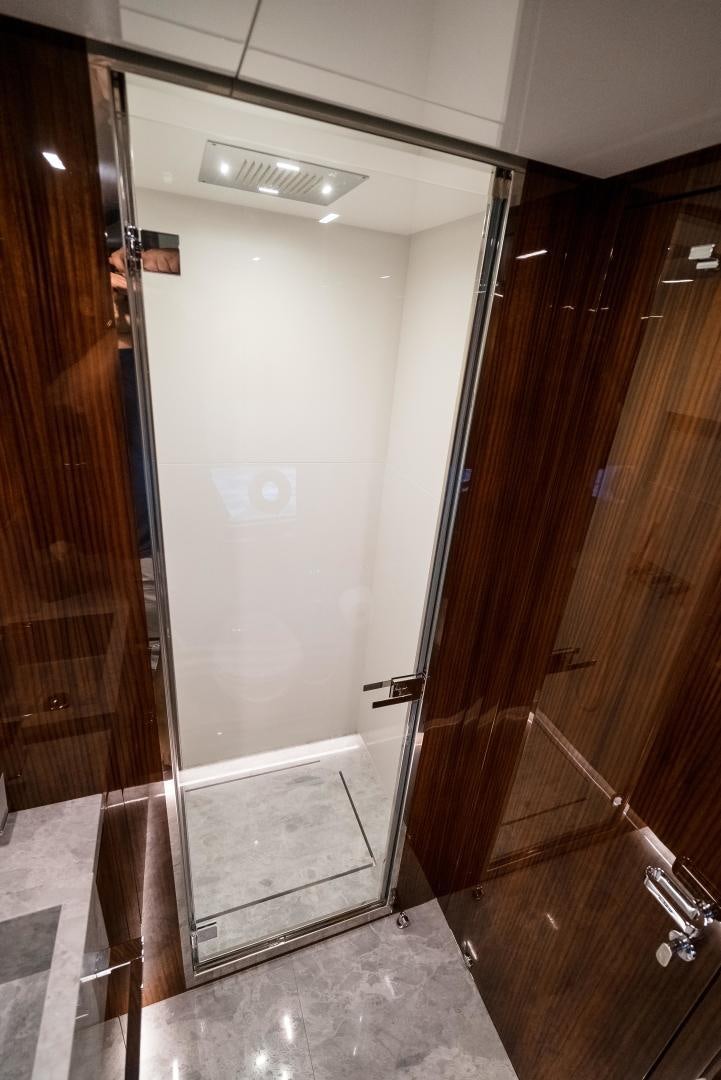 a door with a glass window aboard BEL SOGNO Yacht for Sale