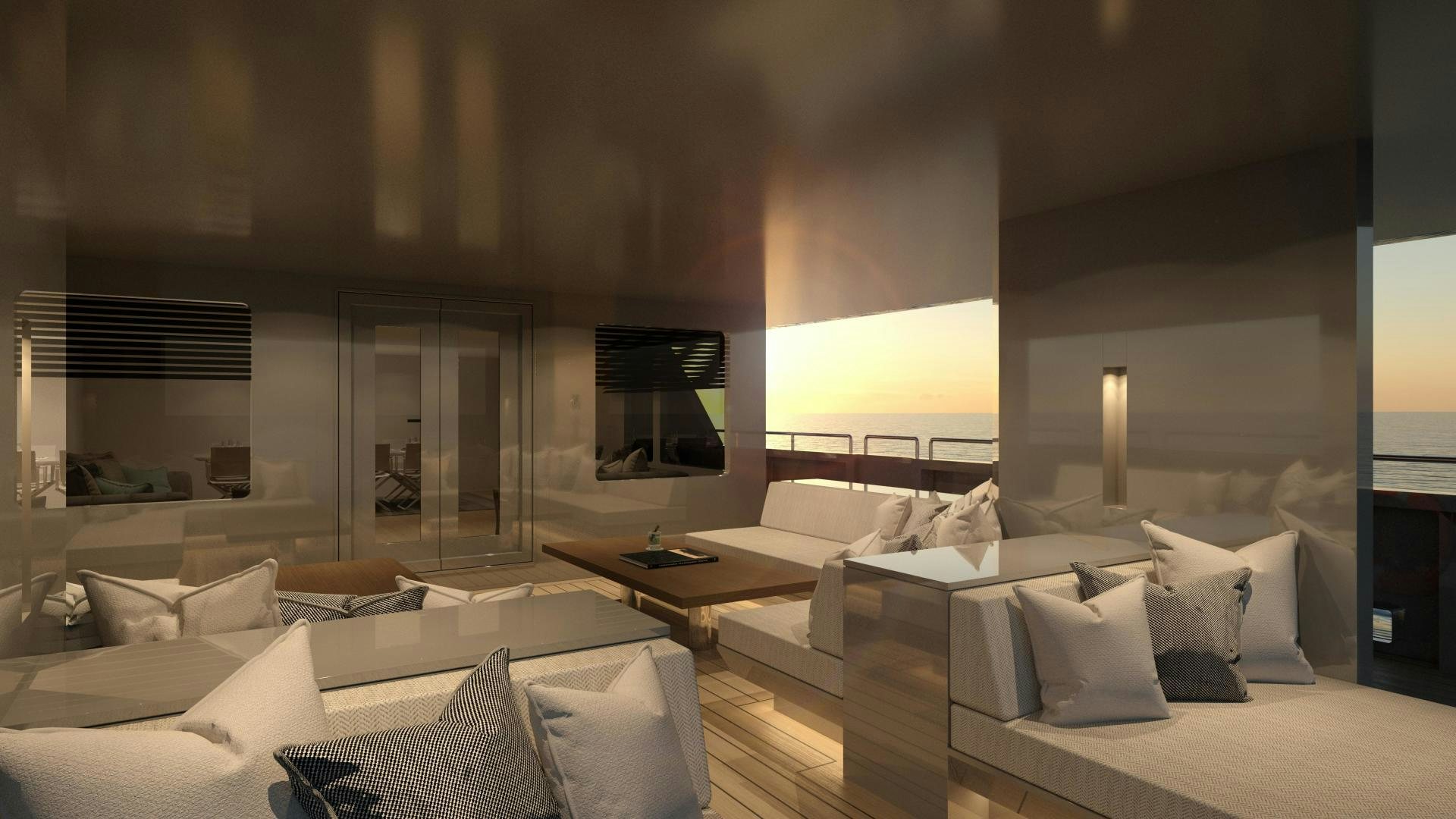 a room with a bed and a television aboard HEKATE, P372 Yacht for Sale