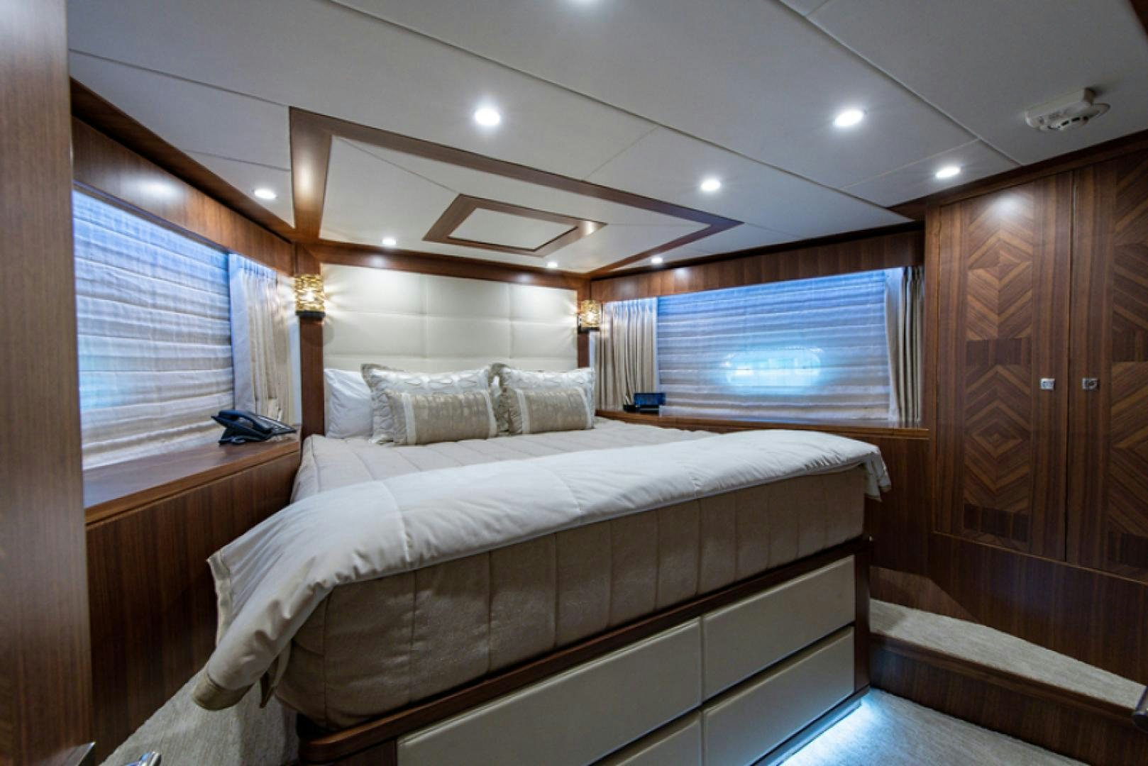 a bed in a room aboard CONGVOYAGE Yacht for Sale