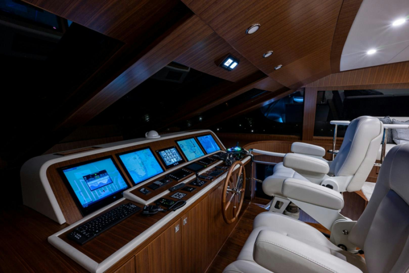 a control room with several computers aboard CONGVOYAGE Yacht for Sale