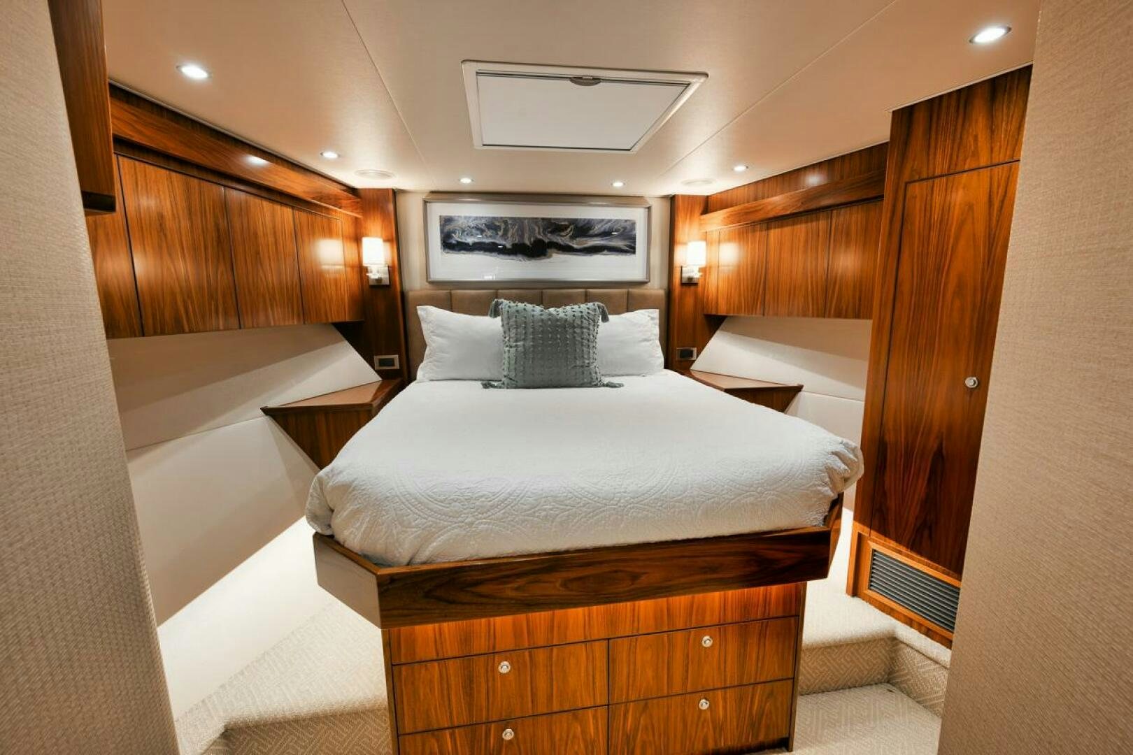 a bed in a room aboard FA-LA-ME Yacht for Sale