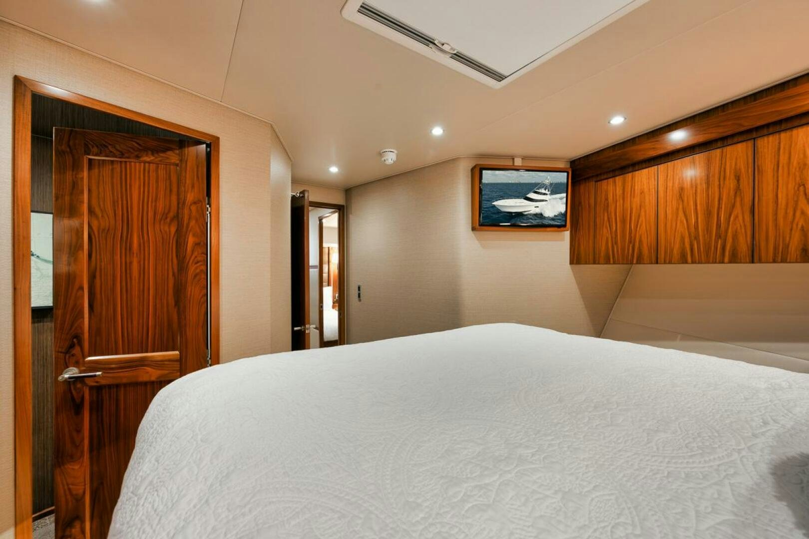 a bed in a room aboard FA-LA-ME Yacht for Sale